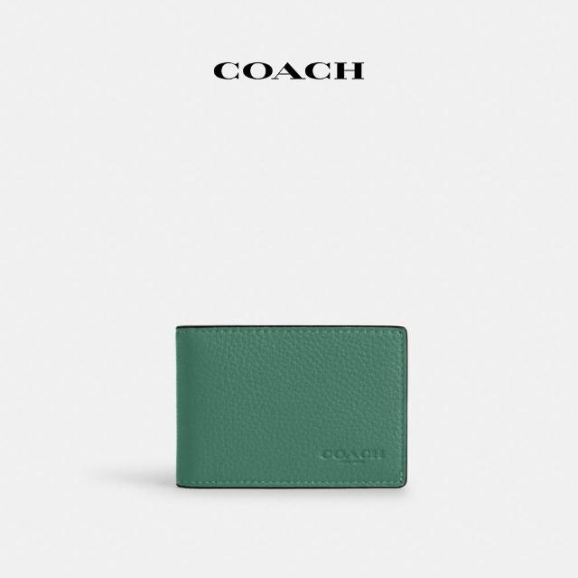 【COACH蔻馳官方直營】撞色迷你摺疊皮夾-QB/亮綠色/淺紫色(CR408)