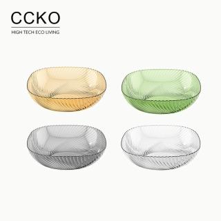 【CCKO】新款 時尚條紋透明水果盤 糖果盤 零食盤 生菜沙拉(乾果盤/餅乾盤/沙拉盤/沙拉盆/涼拌/露營)