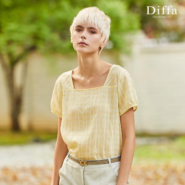 【Diffa】格子織紋方領上衣-女
