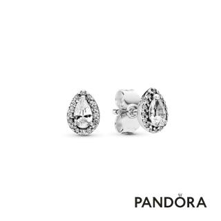 【Pandora 官方直營】璀璨淚滴型鋯石針式耳環-絕版品