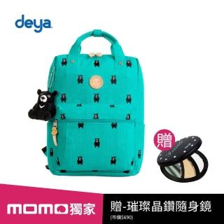 【deya】熊森林系刺繡帆布大後背包(綠)