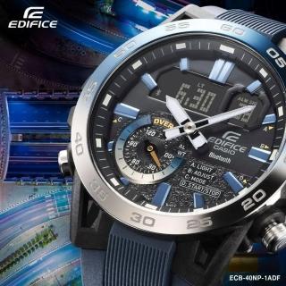 【CASIO 卡西歐】EDIFICE 藍牙 碳化鈦鍍膜錶圈 賽車運動錶48mm(ECB-40NP-1A)