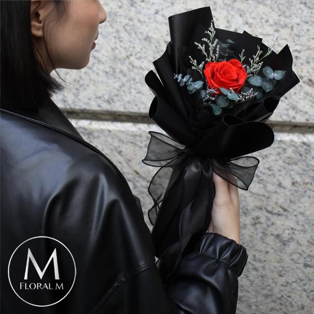 【Floral M】La Rose黑色浪漫永生玫瑰花束(乾燥花/情人節花束/告白禮物/玫瑰花束/求婚/永生花/花禮)
