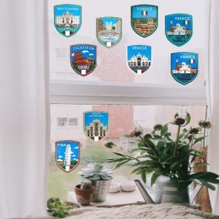 【A-ONE 匯旺】《炫彩玻璃貼系列》義大利 一套9張 五彩蔥玻璃窗貼 防水無需自裁裝飾素材 適用於冰箱 水壺