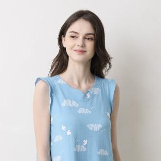 【Wacoal 華歌爾】睡衣-仕女系列 M-L鴿子印花針織洋裝 LWZ37541NQ(冰河藍)