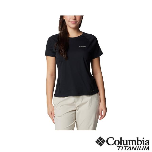 【Columbia 哥倫比亞 官方旗艦】女款-鈦Cirque River酷涼快排短袖上衣-黑色(UAR02470BK/IS)