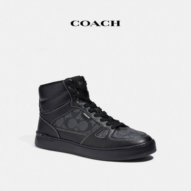 【COACH官方直營】CLIPCOURT經典Logo高筒運動鞋-黑色(CC736)