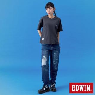 【EDWIN】女裝 BT21印花高腰丹寧錐形褲(石洗藍)