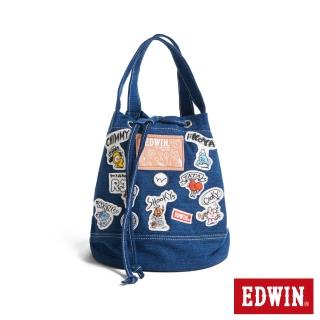 【EDWIN】男女裝 BT21徽章水桶包(石洗藍)