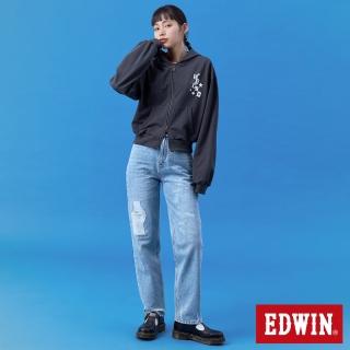 【EDWIN】女裝 BT21印花高腰丹寧錐形褲(重漂藍)