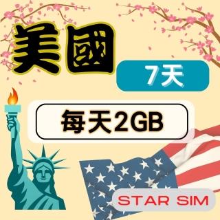 【星光卡 STAR SIM】美國上網卡7天 每天2GB 高速流量吃到飽(旅遊上網卡 美國 網卡 美國網路)