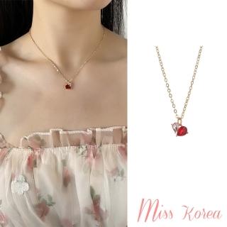 【MISS KOREA】韓國設計雙色愛心水晶造型項鍊(雙色項鍊 愛心項鍊 水晶項鍊)