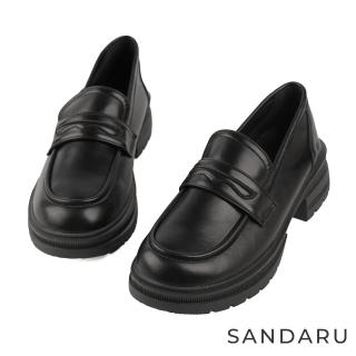 【SANDARU 山打努】樂福鞋 便仕設計厚底中高跟樂福鞋(黑)