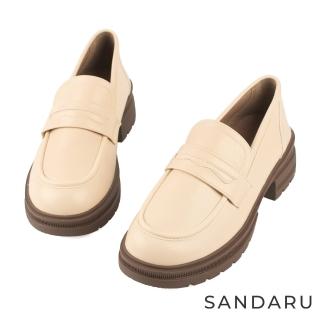 【SANDARU 山打努】樂福鞋 便仕設計厚底中高跟樂福鞋(杏)