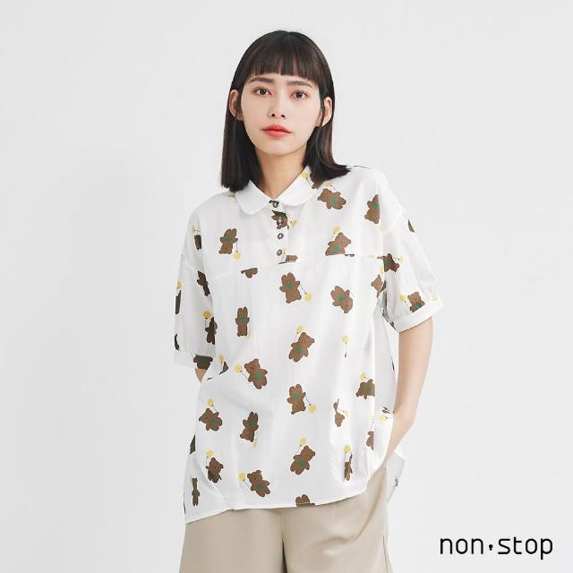 【non-stop】愛心小熊半開襟襯衫-2色