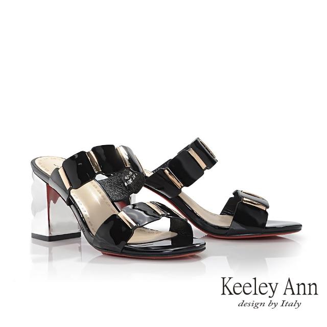 【Keeley Ann】一字方形素面造型跟拖鞋(黑色421932110-Ann系列)