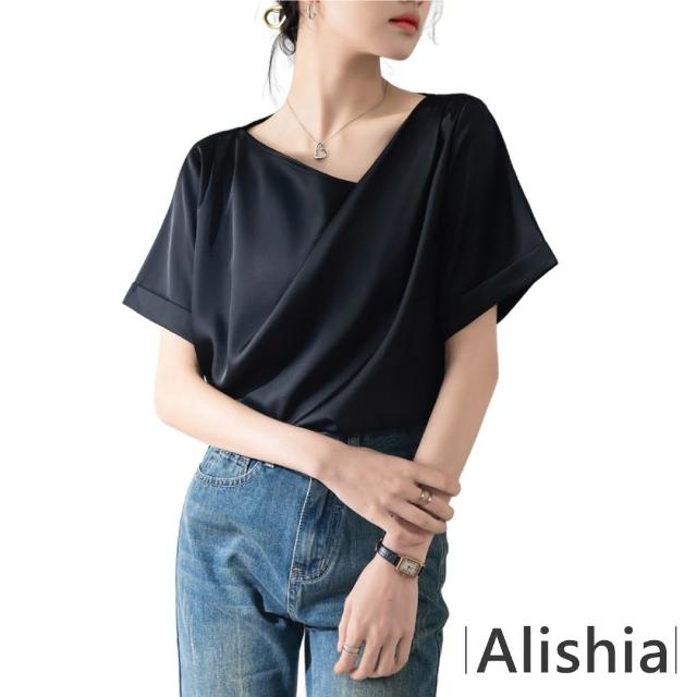 【Alishia】法式寬鬆生活風交叉V領短袖雪紡衫 S-XL(現+預  黑色)