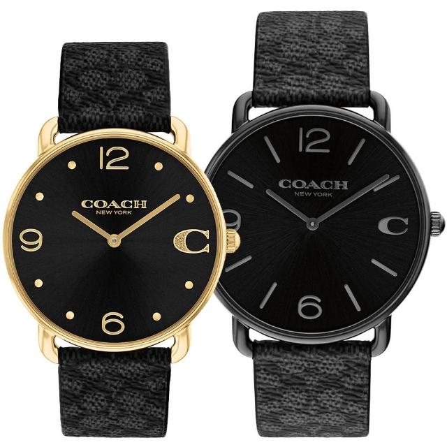 【COACH】Elliot 簡約大數字面盤對錶-41+36mm/黑老花皮帶 情人節 禮物(14602673/14504289)