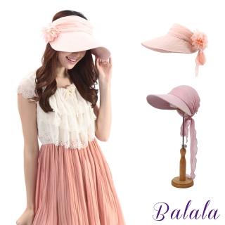 【Balala】防曬帽 遮陽帽/時尚花朵造型兩用遮陽空頂帽 可折疊戶外防曬帽(5色任選)