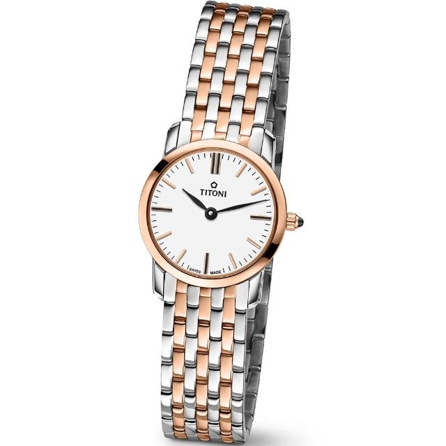 【TITONI 梅花錶】纖薄系列 石英腕錶 -雙色/24.5mm(TQ 42918 SRG-583)