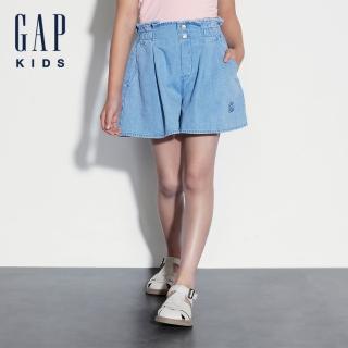 【GAP】女童裝 Logo純棉牛仔短褲-淺藍色(466716)