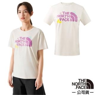 【The North Face】女 FLASHDRY 吸濕透氣排汗短袖圓領T恤.休閒套頭衫(88H2-QLI 沙丘白)