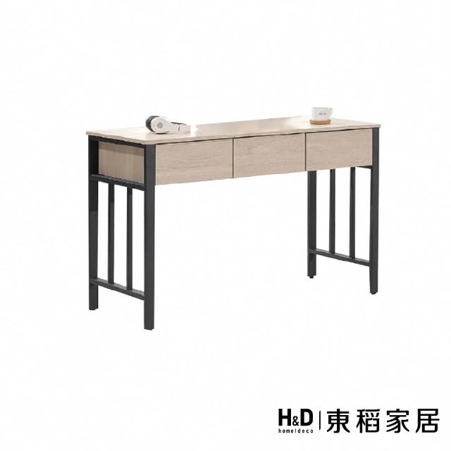 【H&D 東稻家居】淺木色鐵架書桌4尺(TKHT-07503)