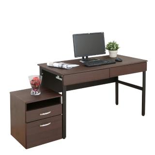 【DFhouse】頂楓120公分電腦辦公桌+2抽屜+活動櫃-胡桃色