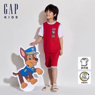 【GAP】兒童裝 Gap x 汪汪隊立大功聯名 Logo印花圓領短袖短褲家居套裝-紅色(510055)