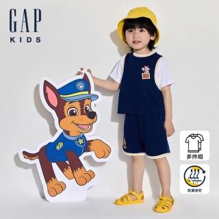 【GAP】兒童裝 Gap x 汪汪隊立大功聯名 Logo印花圓領短袖短褲家居套裝-深藍色(510055)