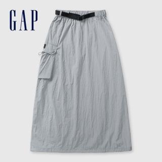 【GAP】女裝 A字鬆緊長裙-灰色(466101)