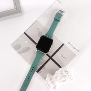 【Watchband】Apple Watch 全系列通用錶帶 蘋果手錶替用錶帶 經典色系 矽膠錶帶(松綠色)