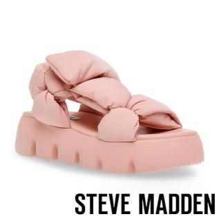 【STEVE MADDEN】BONKERS 雲朵布面寬帶厚底涼鞋(粉紅色)
