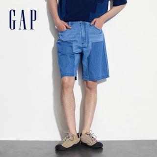 【GAP】男裝 純棉拼接牛仔短褲-牛仔藍(464912)