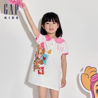 【GAP】兒童裝 Gap x 汪汪隊立大功聯名 Logo純棉印花翻領短袖洋裝-白色(545571)