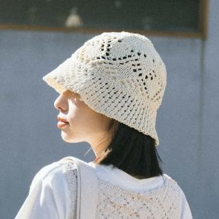 【Queenshop】女裝 鏤空粗編織造型漁夫帽 兩色售 現+預 07020903
