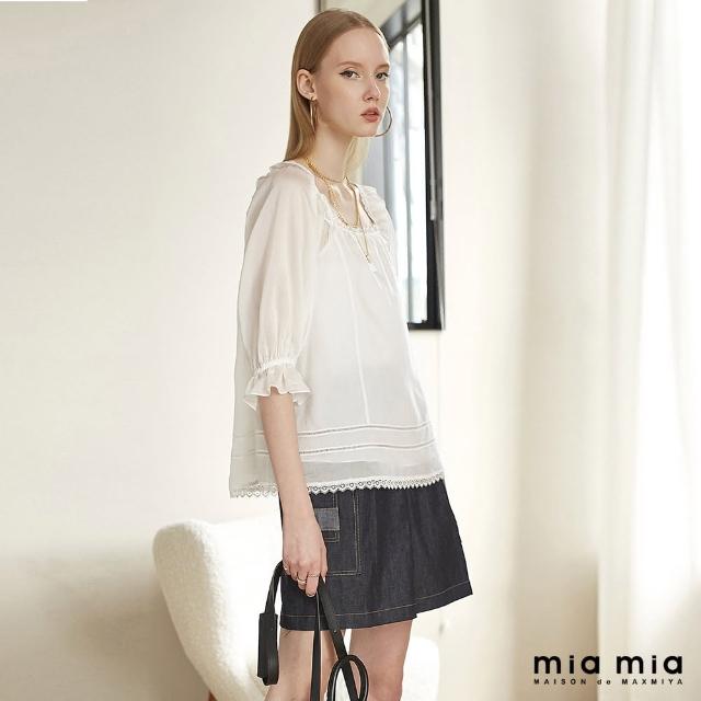 【mia mia】方領鬆緊袖上衣