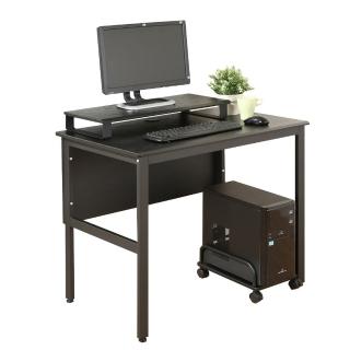 【DFhouse】頂楓90公分工作桌+主機架+桌上架-黑橡木色
