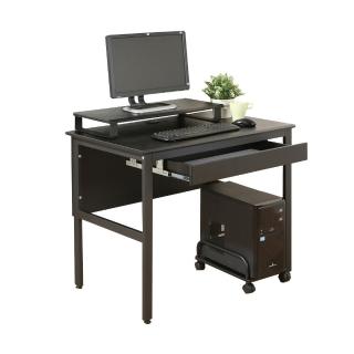 【DFhouse】頂楓90公分工作桌+1抽屜+主機架+桌上架-黑橡木色