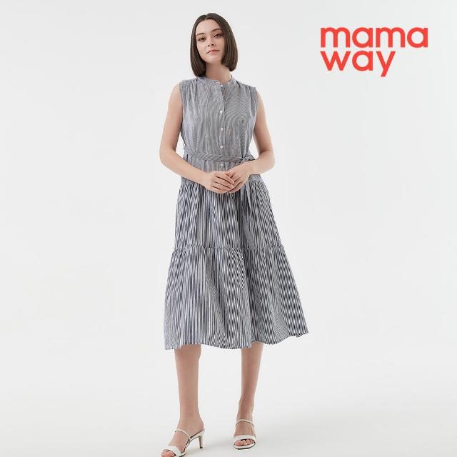 【mamaway 媽媽餵】無袖棉質綁帶孕哺洋裝(兩穿)