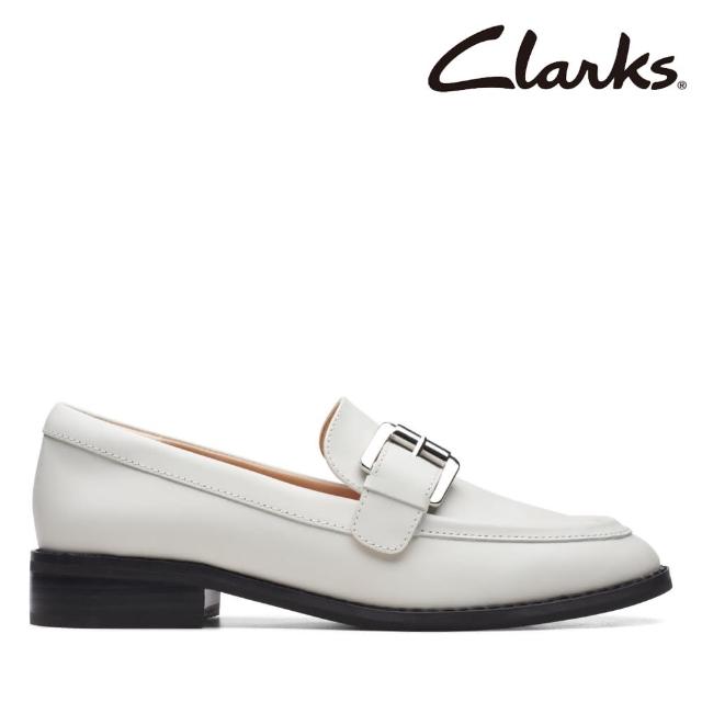 【Clarks】女鞋Ria Trim永不過時經典雙色樂福便士鞋 白色(CLF70370D)