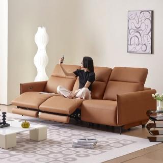 【Taoshop 淘家舖】聲控智能電動科技布藝 客廳現代簡約真皮輕奢多功能直排沙發Z003(三人位)