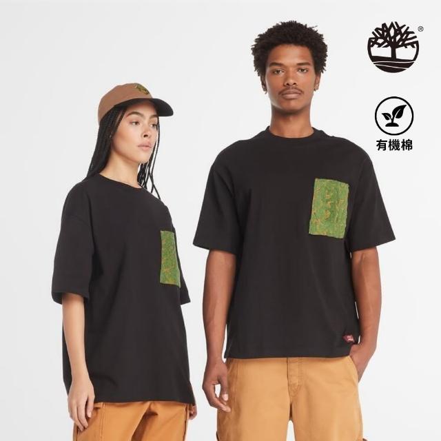 【Timberland】中性黑色刺繡口袋短袖T恤(A411N001)