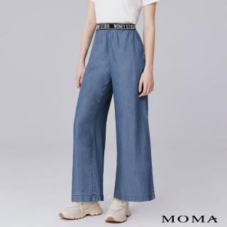 【MOMA】率性標語天絲牛仔寬褲(藍色)