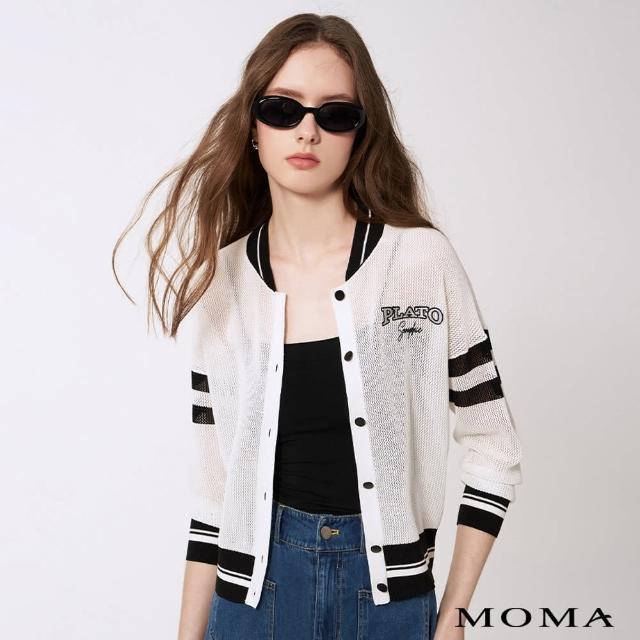 【MOMA】撞色運動風針織外套(白色)