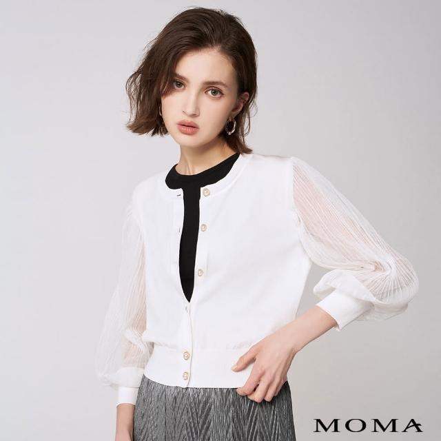 【MOMA】優雅圓領珍珠釦針織外套(兩色)