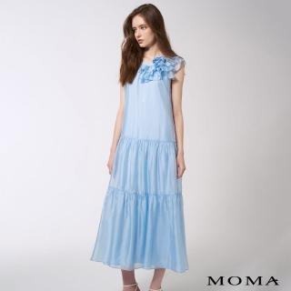 【MOMA】夏日海洋削肩玫瑰洋裝(淺藍色)