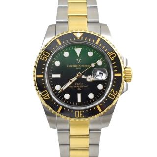 【Valentino Coupeau】水鬼錶 范倫鐵諾.古柏黑綠漸層雙色鋼錶(鋼錶)
