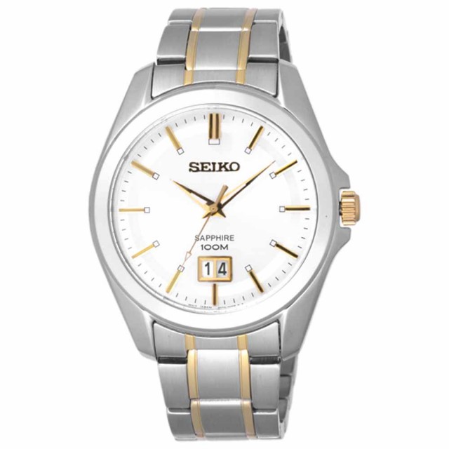 【SEIKO 精工】榮耀時刻日期都會腕錶-銀框雙色版-大(SUR011P1)