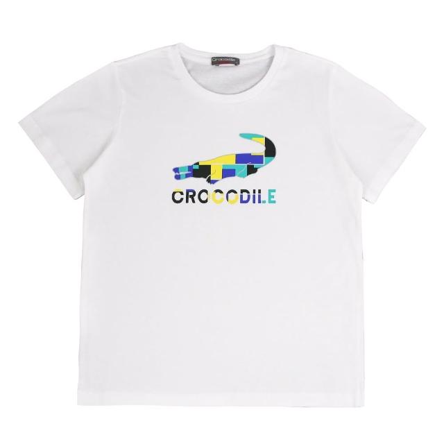 【Crocodile Junior 小鱷魚童裝】『小鱷魚童裝』經典鱷魚拚色印圖T恤(產品編號 : C65419-08 小碼款)